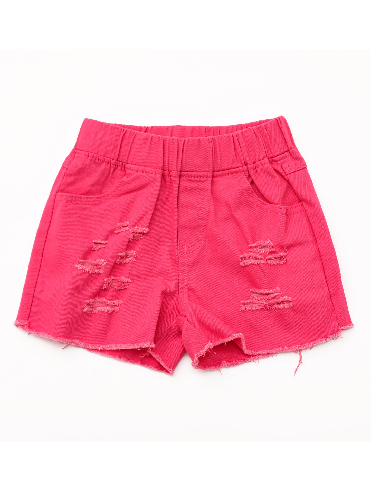 Girls Distressed Hot Pink Denim Shorts