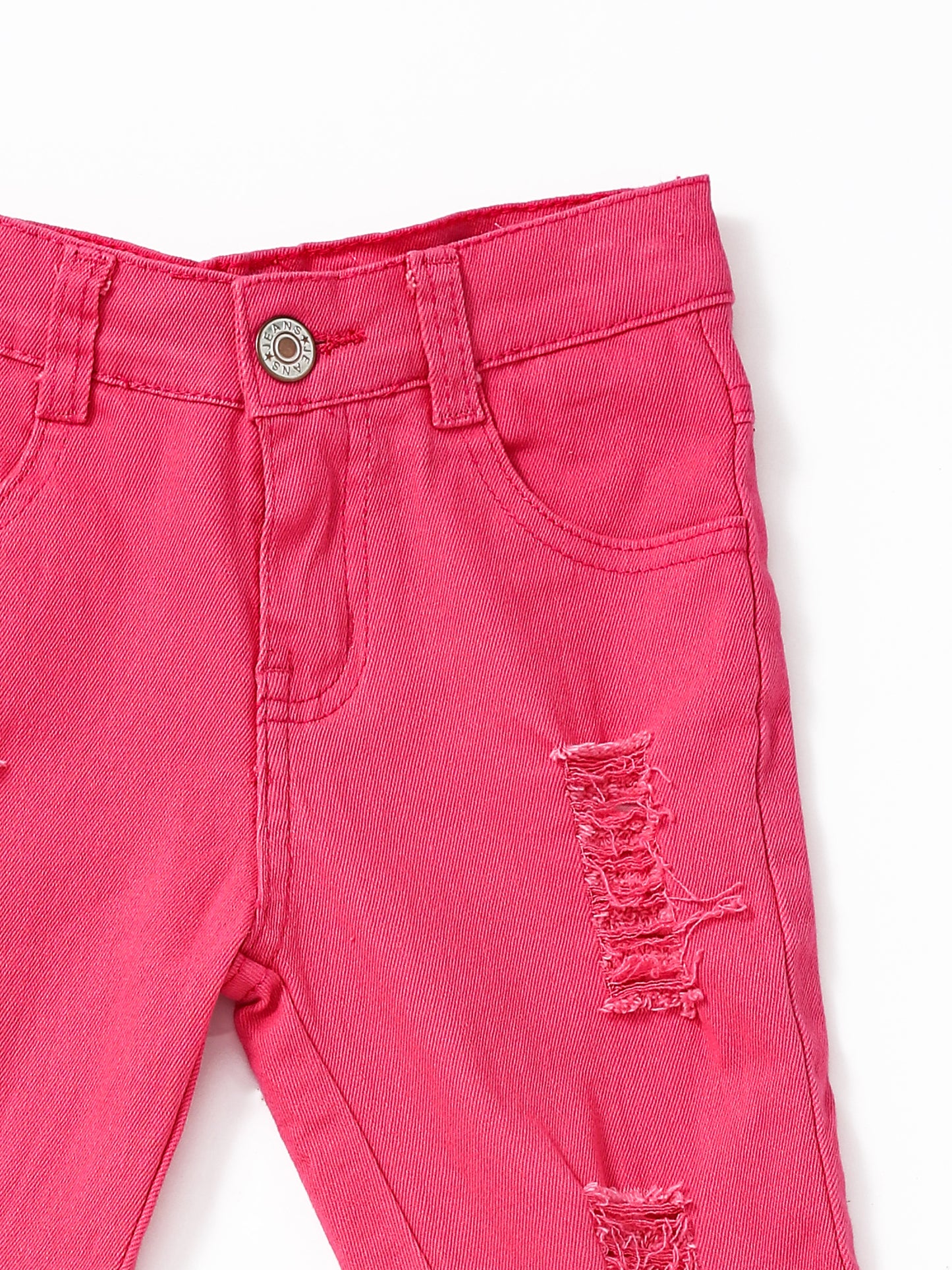 Hot Pink Double Layer Girls Jeans