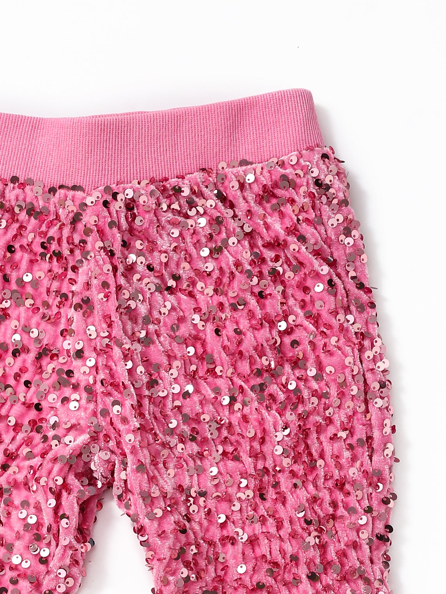 Girls Pink Sequin Flare Pants
