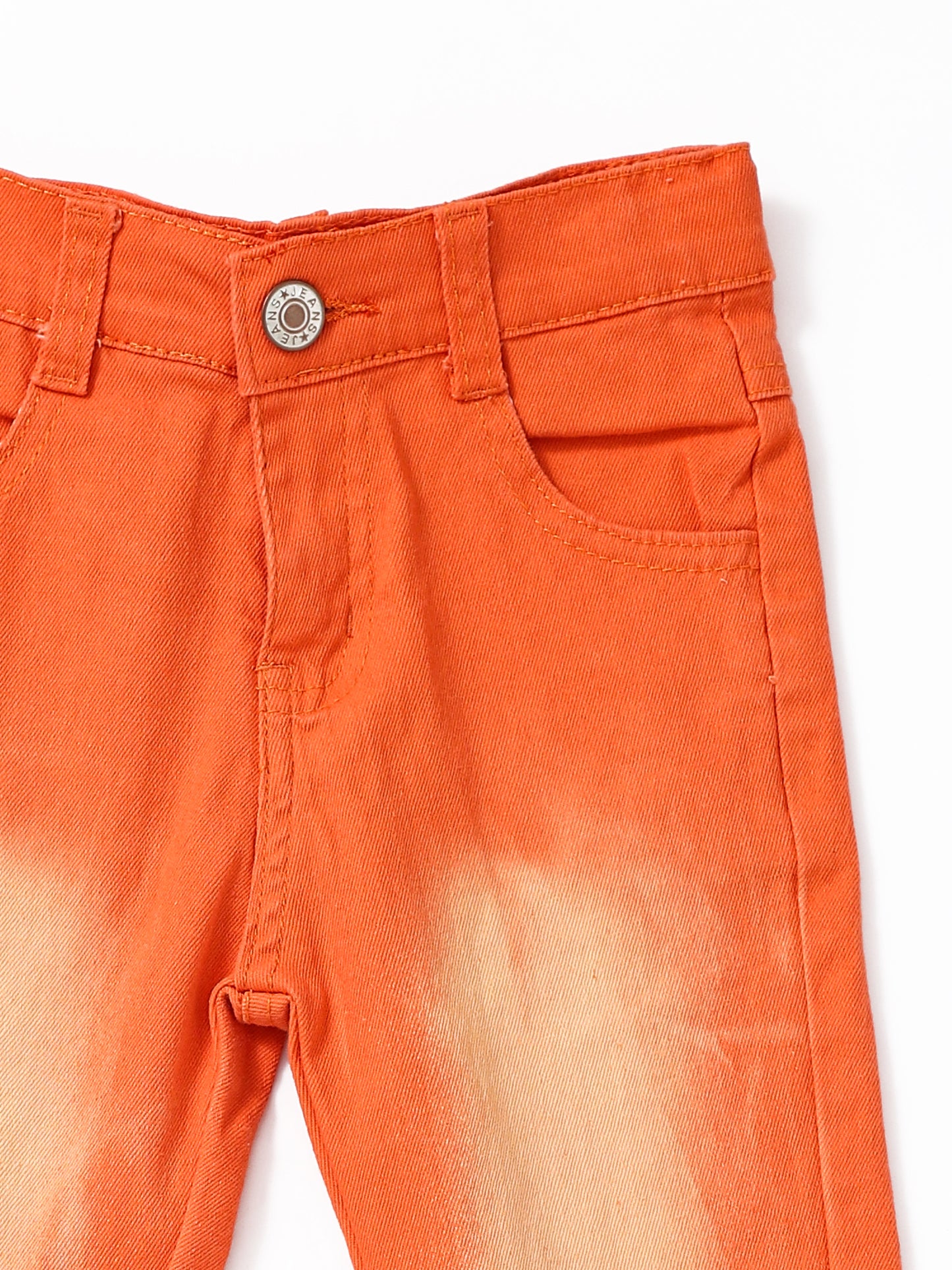 Orange Washed Double Layer Girls Jeans