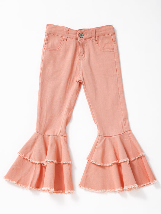 Peach Double Layer Girls Jeans