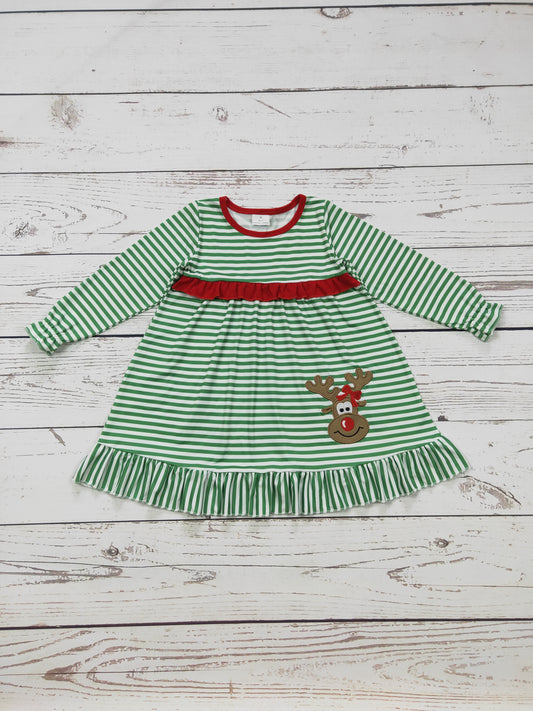 Girls Deer Embroidery Christmas Nightgown