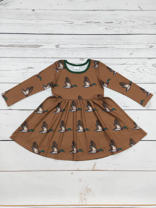 Duck Printed Hunting Girl Dress