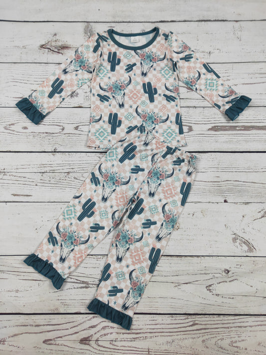 Baby Girl Western Cactus Printed Pajamas set