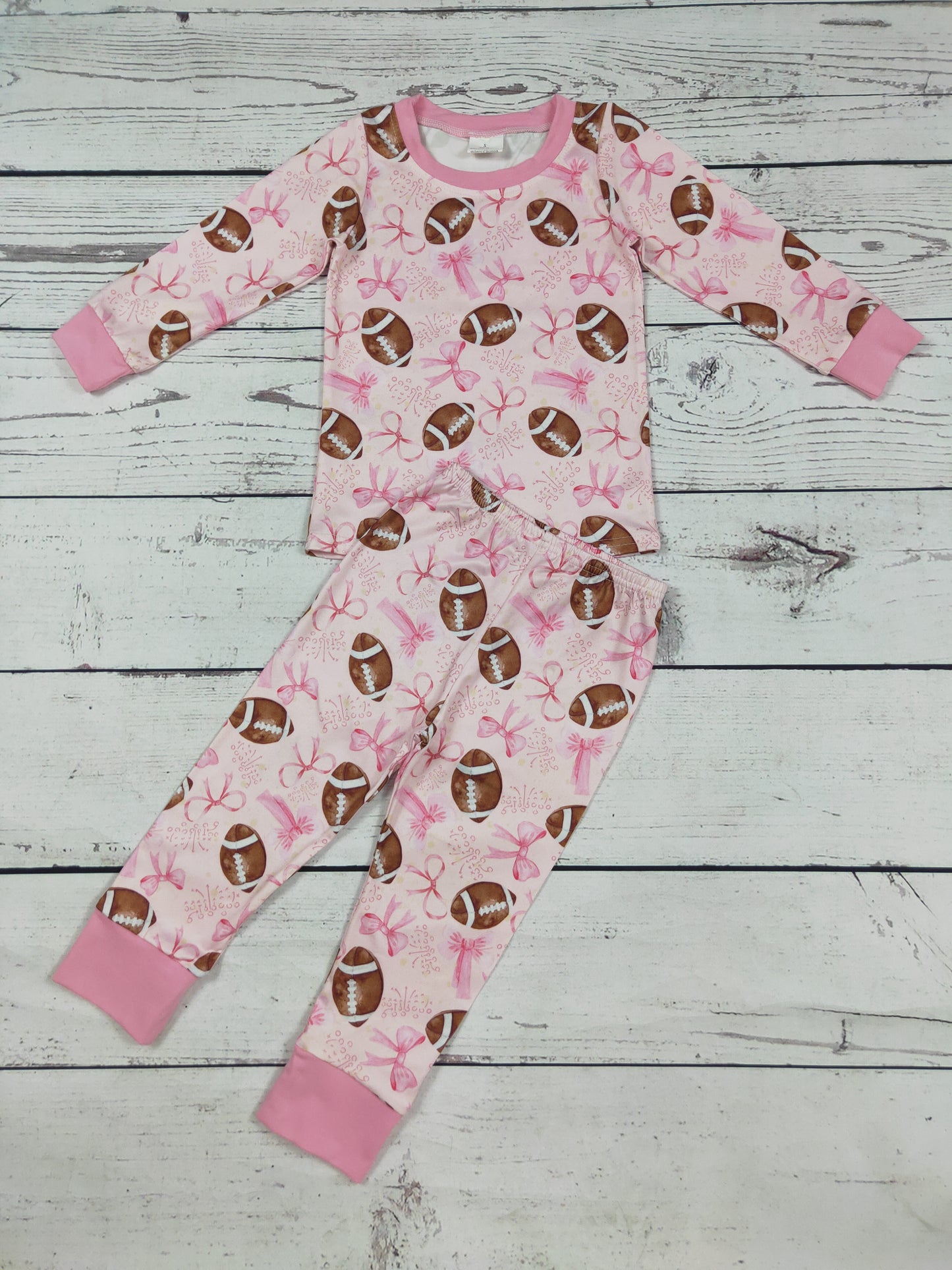 Girls Football Bow Printed Sleepwear