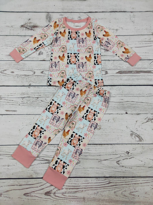 Baby Girls Farm Printed Pajamas set