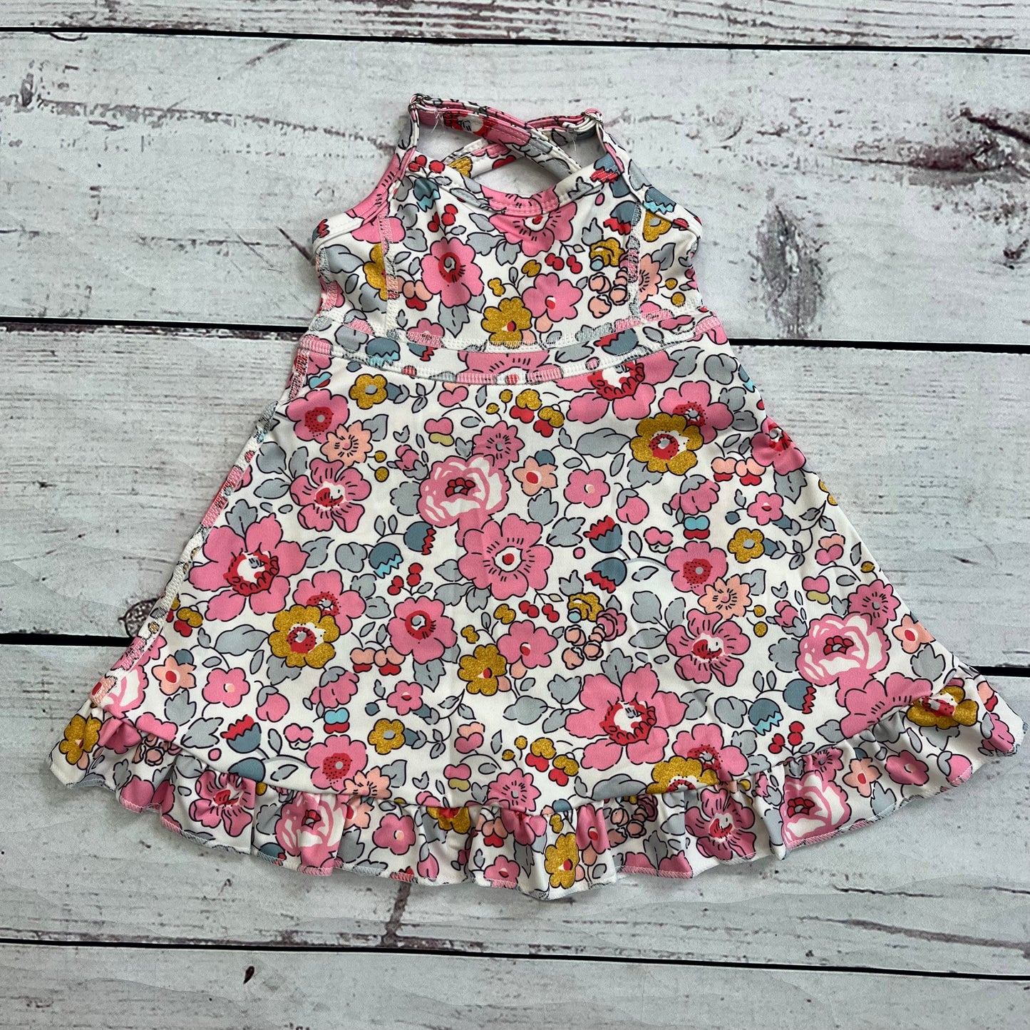 Girls Flower Printed Athletic Dress With Ruffle