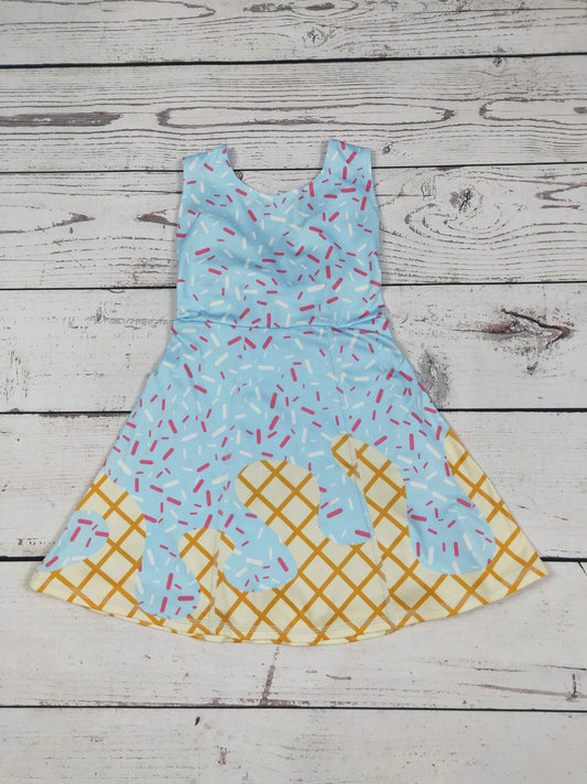 Ice Cream Drip Print Girls Athletic Dresses