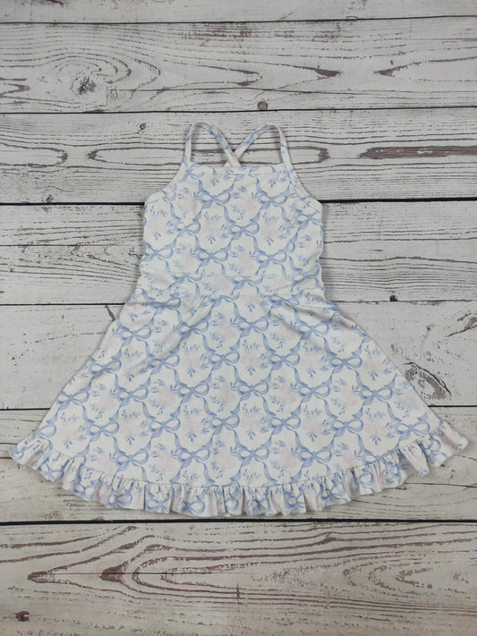 Flower Bow Print Girls Athletic Dresses
