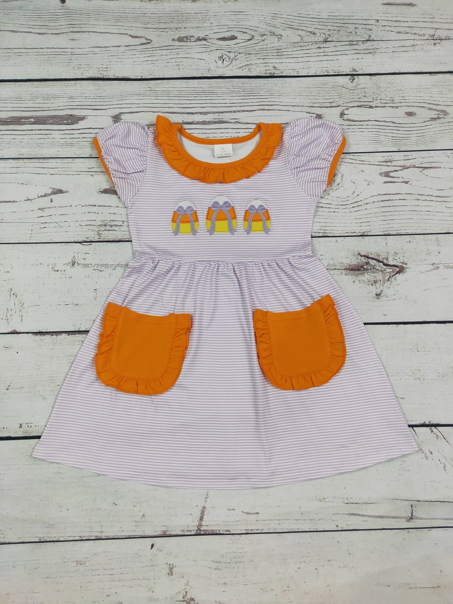Candy Corn Appliqué Girls Halloween Dress
