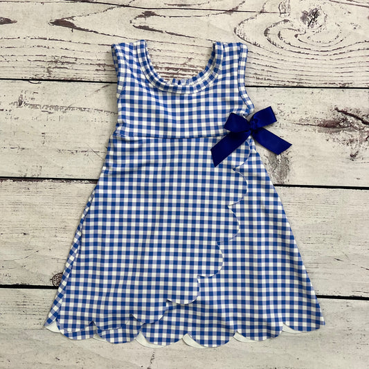 Girls Gingham Printed Scallop Athletic Dress