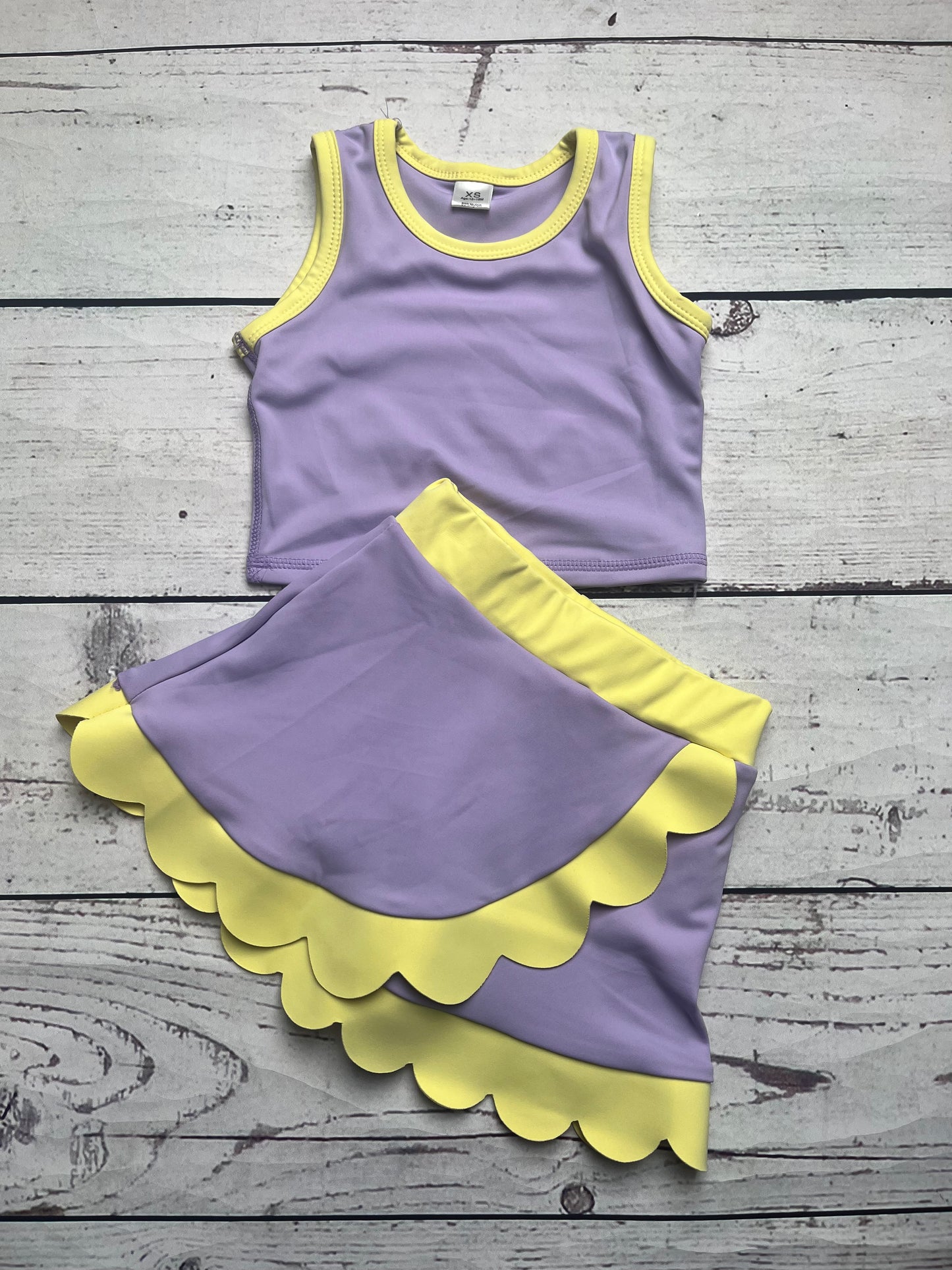 Kids Girls Lavender Active Scallop Set