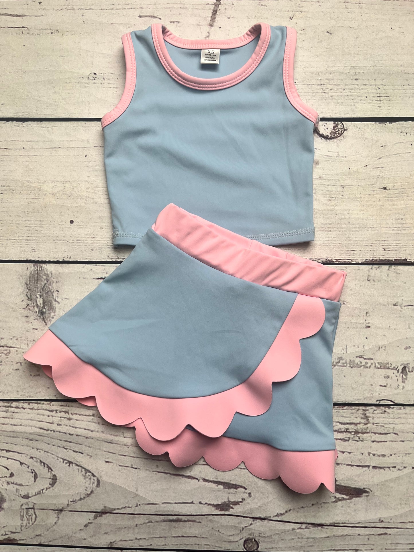 Kids Girls Sky Blue Active Scallop Set