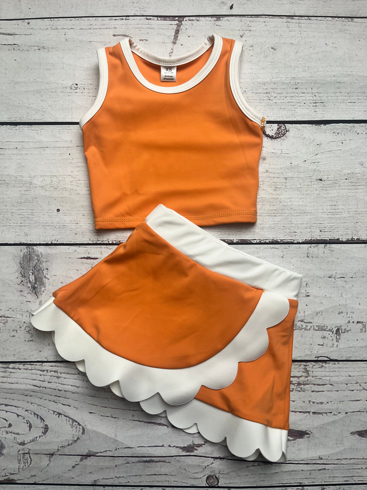 Kids Girls Orange Active Scallop Set