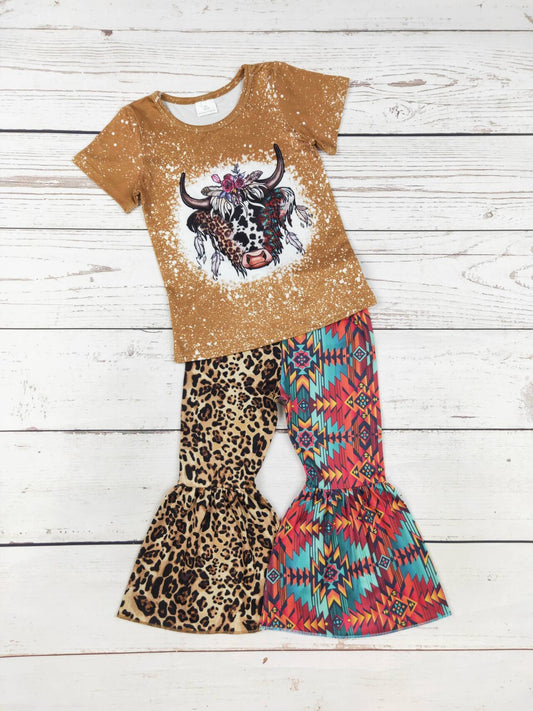 Girls Cows Cheetah Two Pieces Western Set