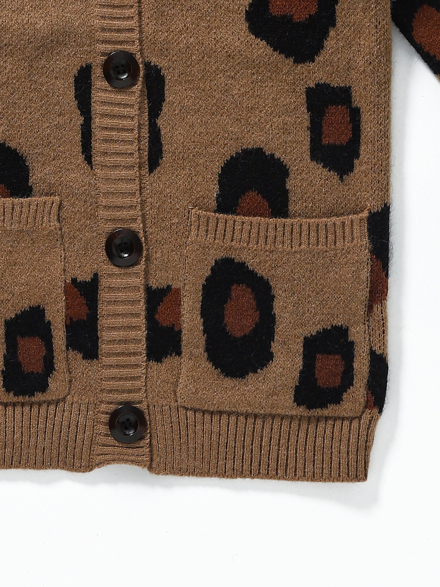 Girls Brown Cheetah Cardigan Sweater