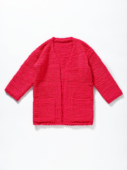 Girls Hot Pink Cardigan Sweater