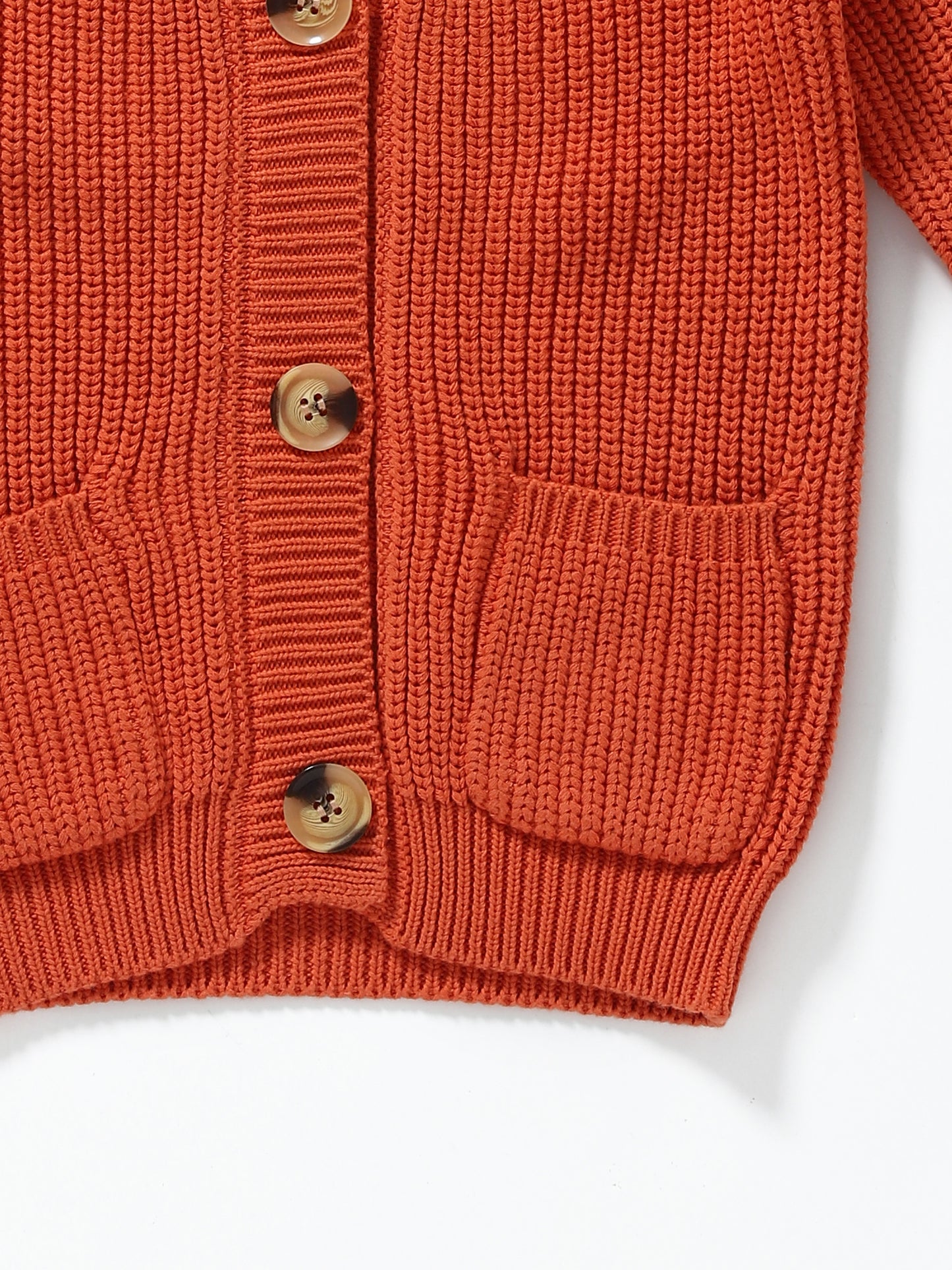 Girls Orange Button Cardigan Sweater