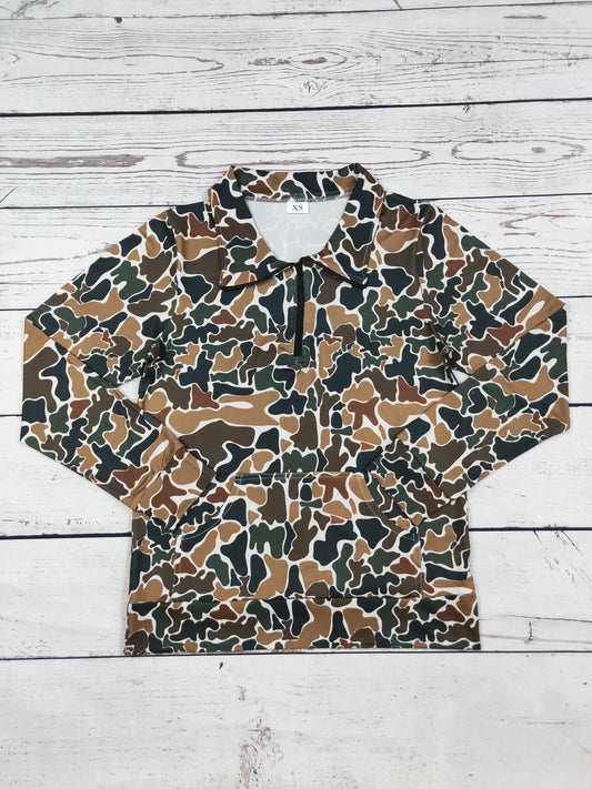 Camouflage Printed Women Pullover With Pocket