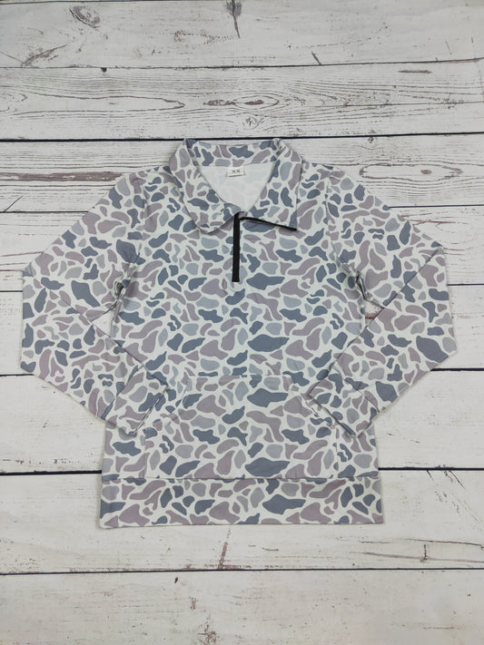 Grey Camouflage Printed Women Pullover