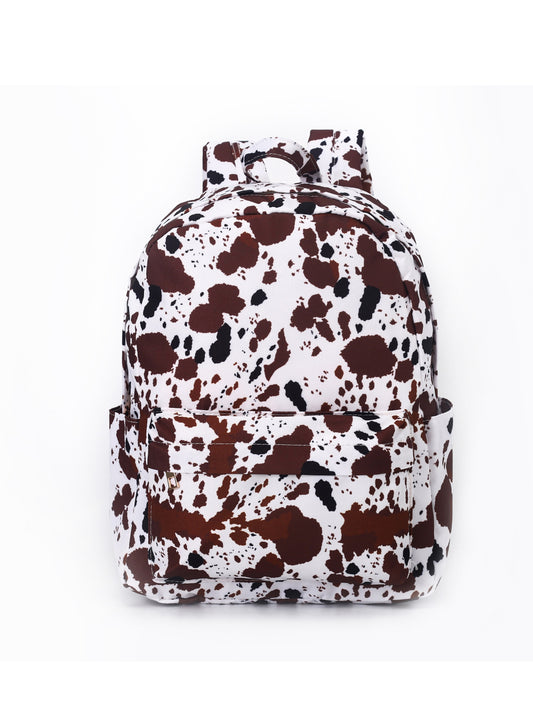 Cow Print Brown Backpack For Kids