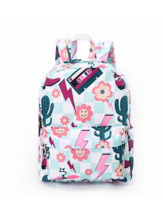 Smiley Flowers Girl Cassette Cactus Backpack For Children
