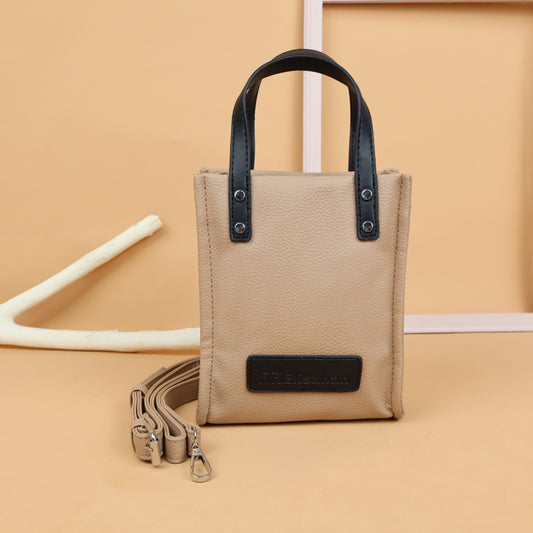 Women Khaki PU Leather Mini Handbag