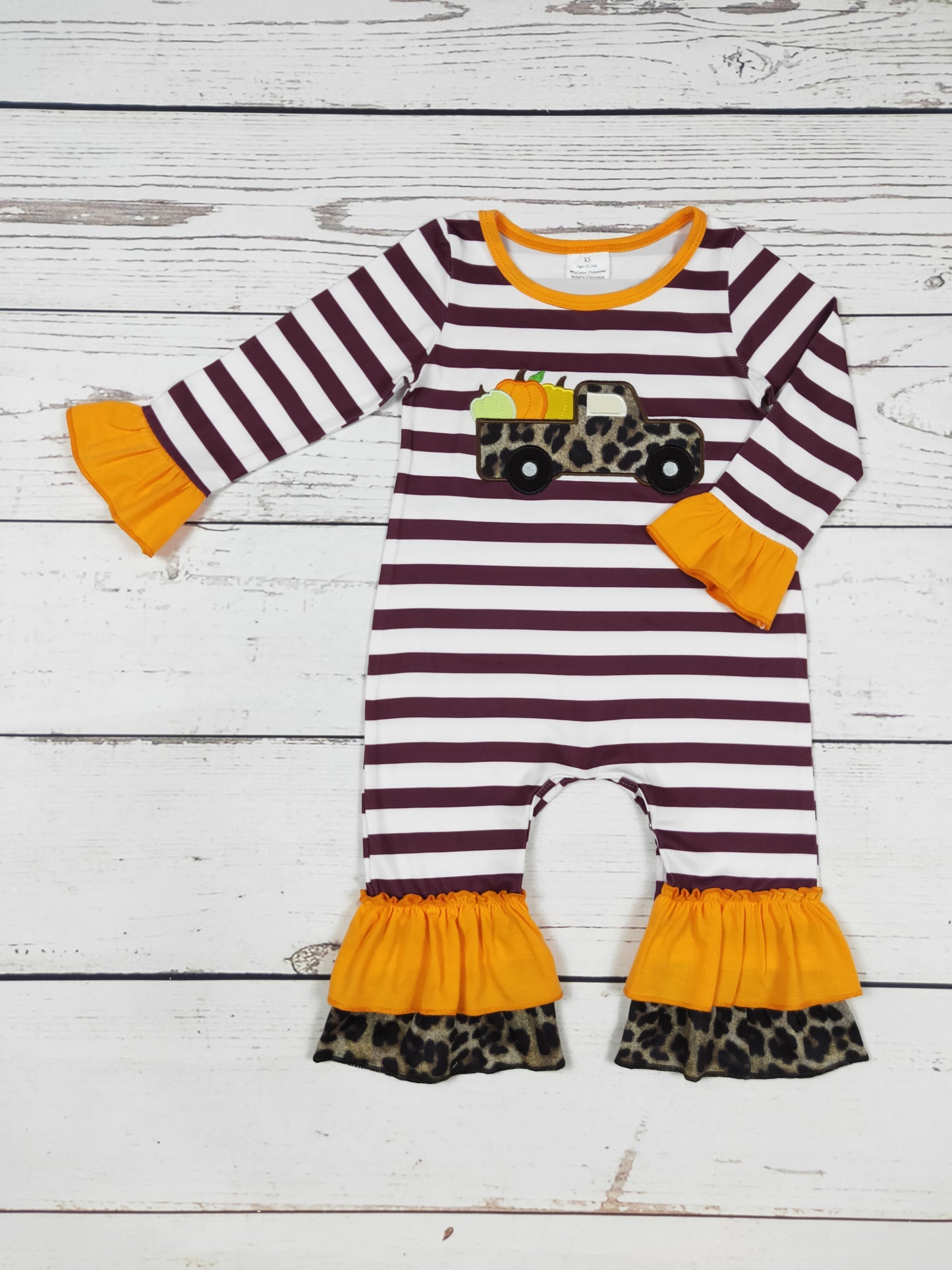 Baby Girls Pumpkin Appliqué Romper