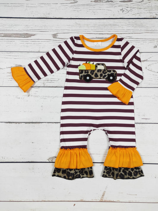 Baby Girls Pumpkin Appliqué Romper