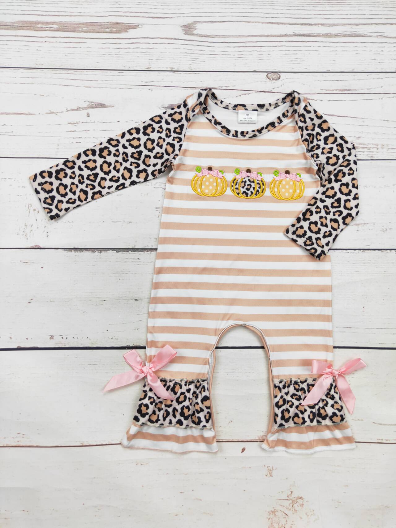 Baby Cheetah Pumpkin Appliqué Romper