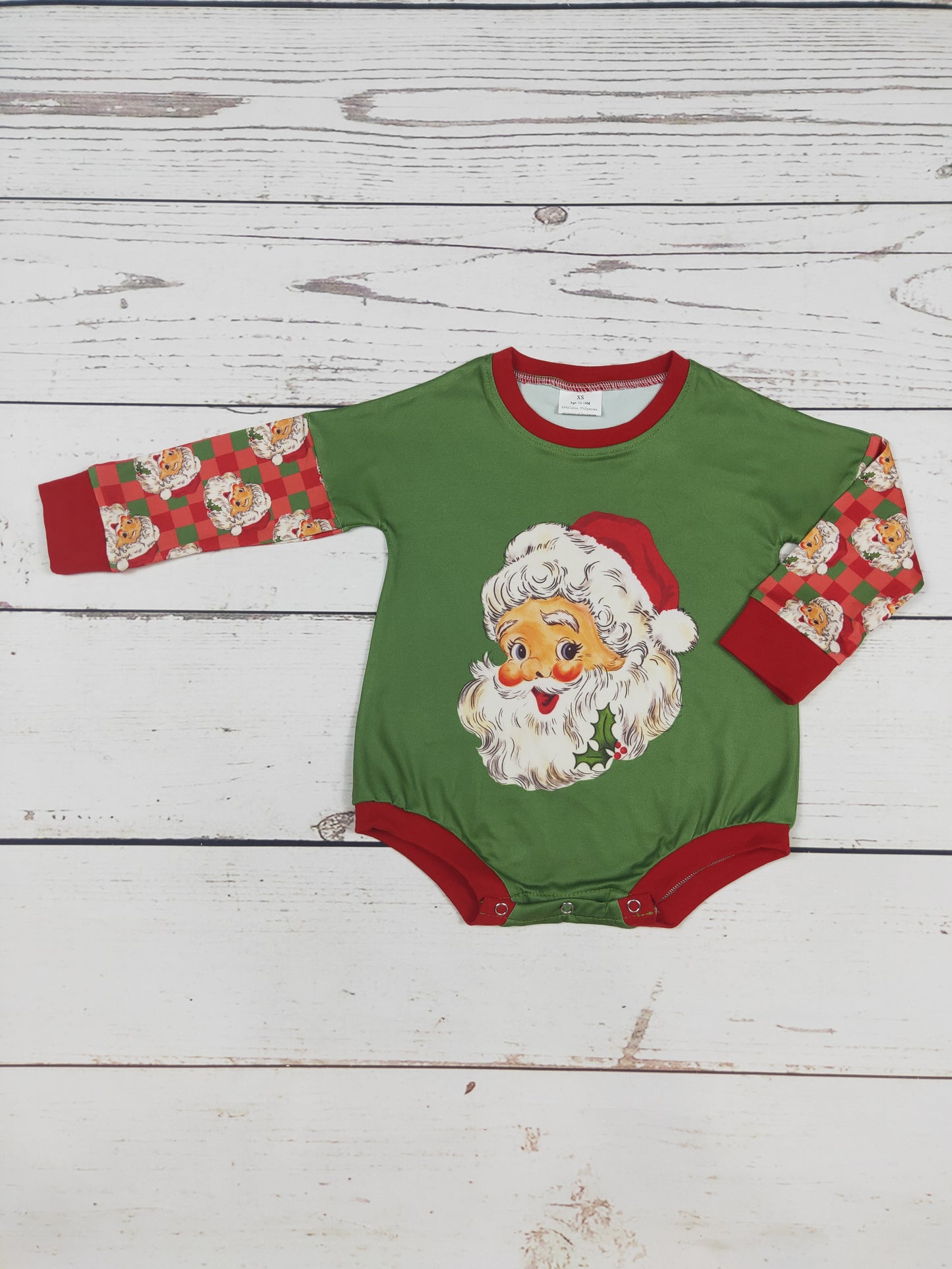 Baby Checkered Santa Christmas Bubble