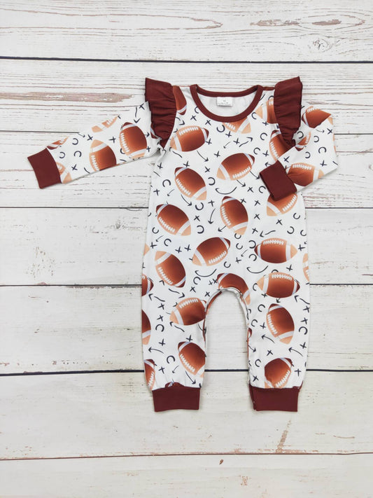 Baby Girl Football Print Romper