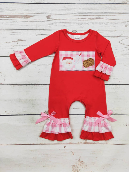 Santa's Milk&Cookies Checkered Baby Romper