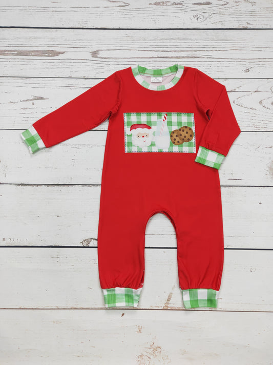 Baby Santa Cookie Milk Print Romper