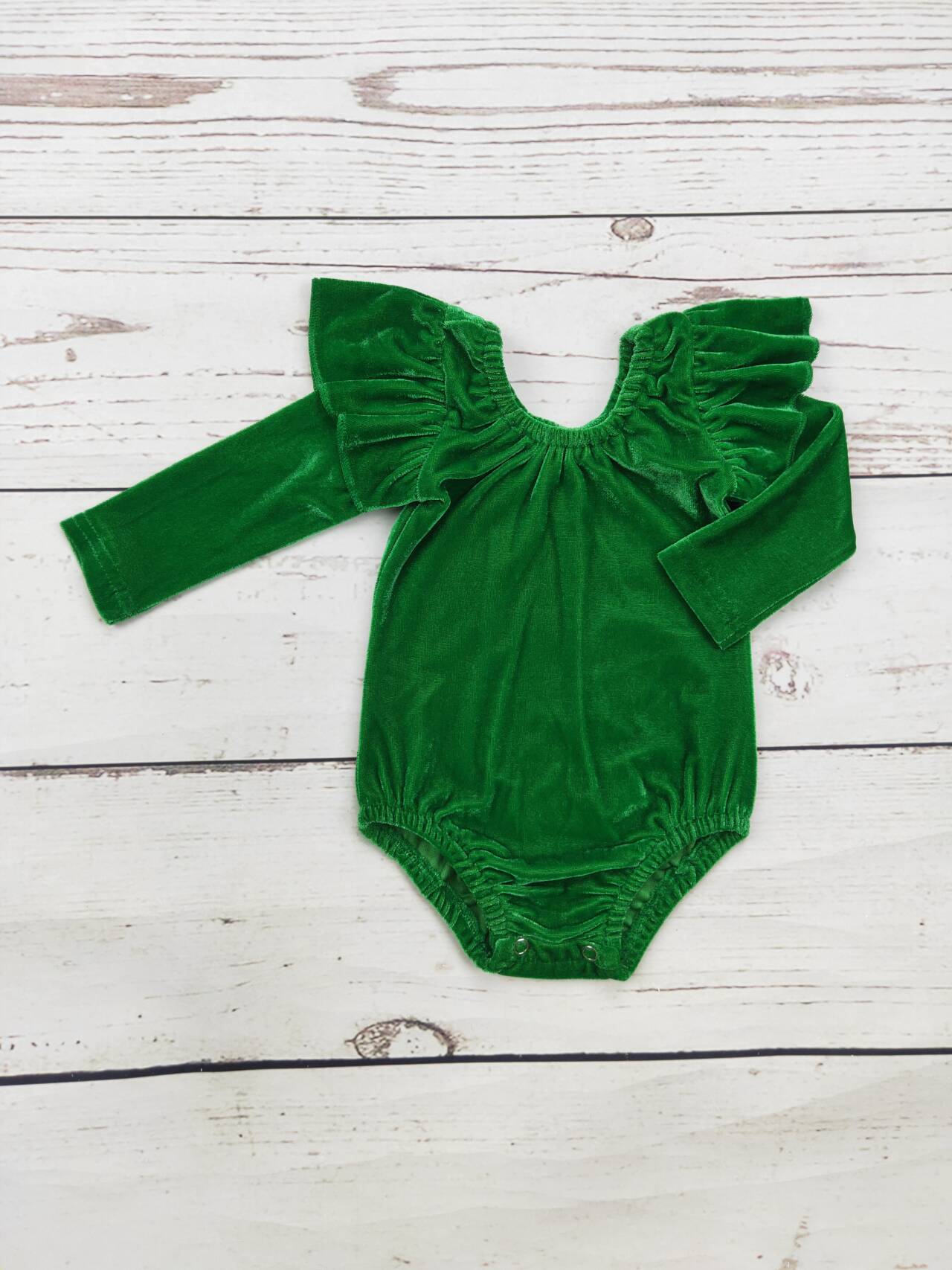 Baby Green Velvet Onesie