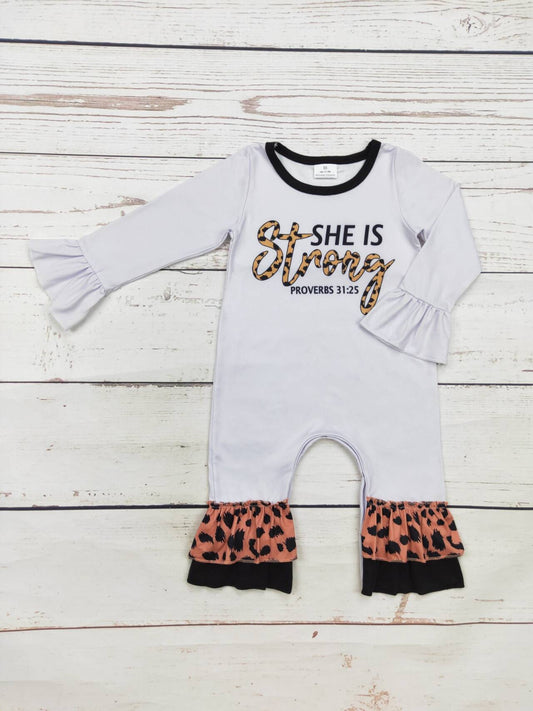 She Is Strong Cheetah Romper