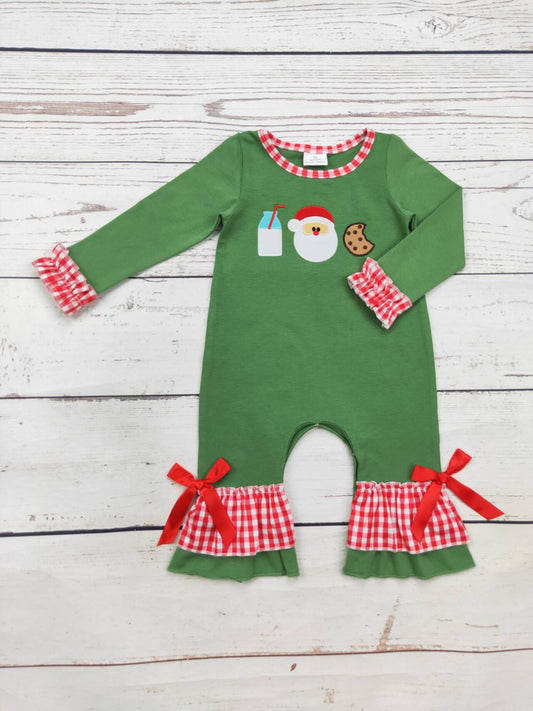 Baby Green Santa Appliqué Christmas Romper