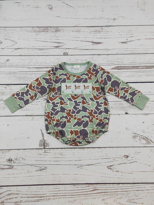 Baby Kids Duck Embroidery Camouflage Romper