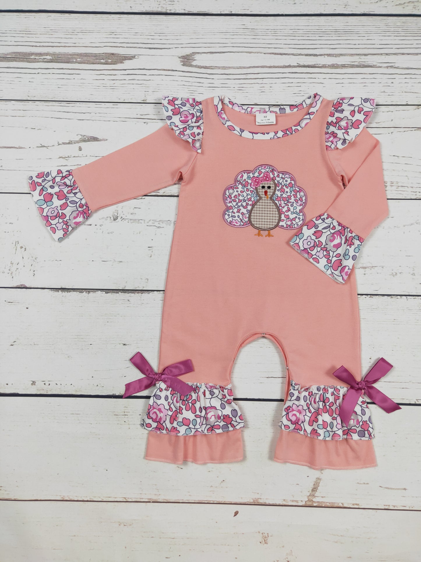 Baby Flower Turkey Appliqué Romper