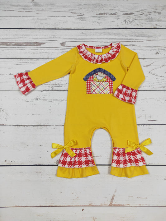 Baby Girls Yellow Farm Romper