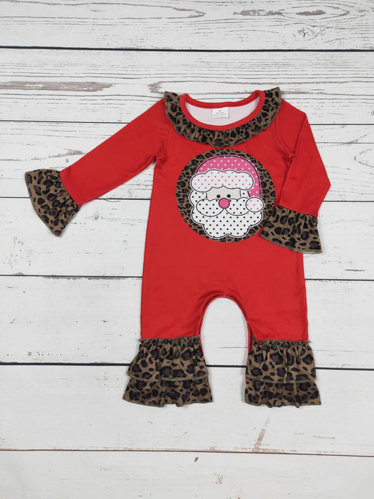 Baby Cheetah Santa Printed Romper