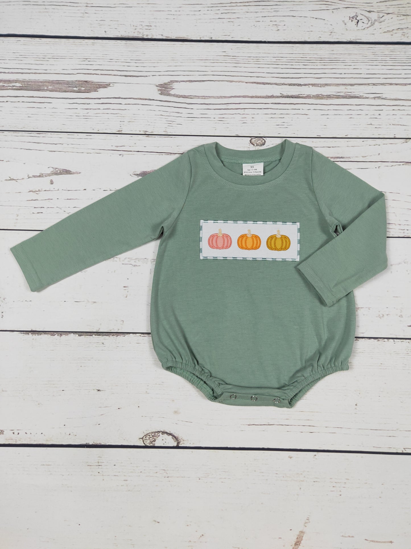 Cotton Pumpkin Appliqué Boy Romper