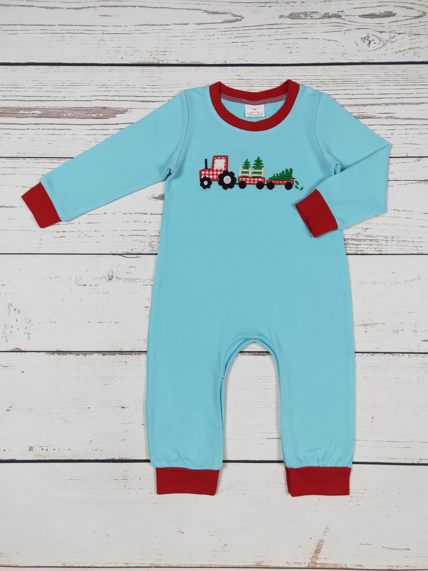 Cotton Christmas Appliqué Boy Romper