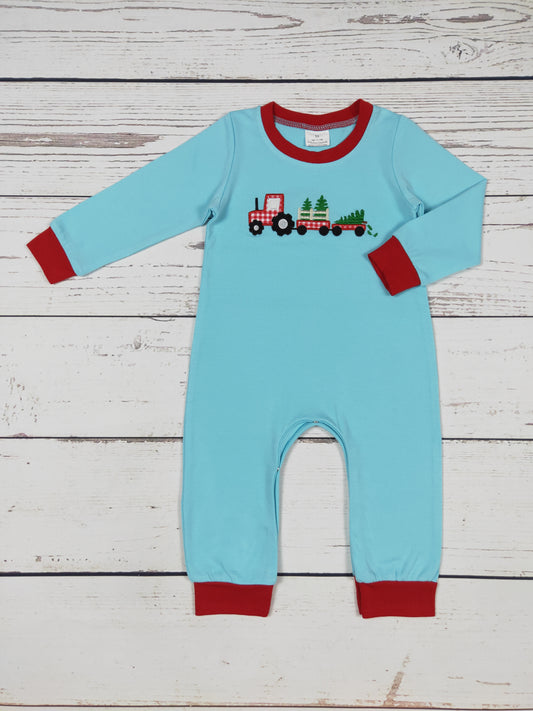 Cotton Christmas Appliqué Boy Romper