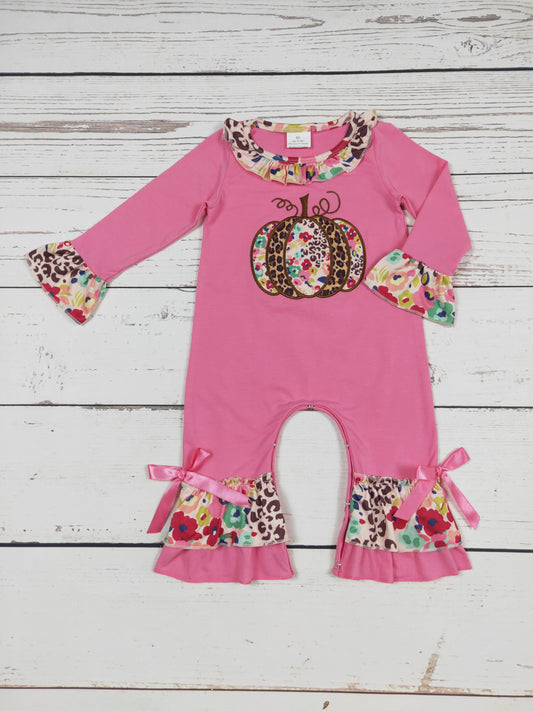 Pink Pumpkin Appliqué Romper