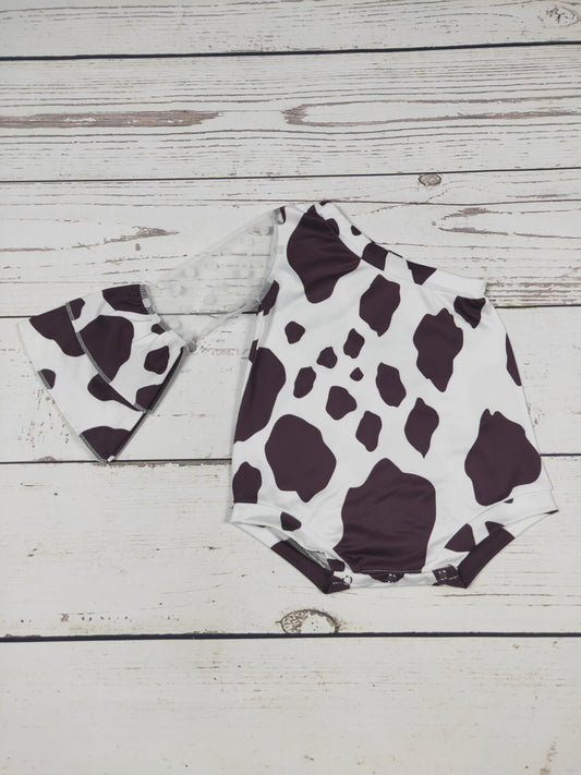 Cow Print Baby One-Shoulder Bubble