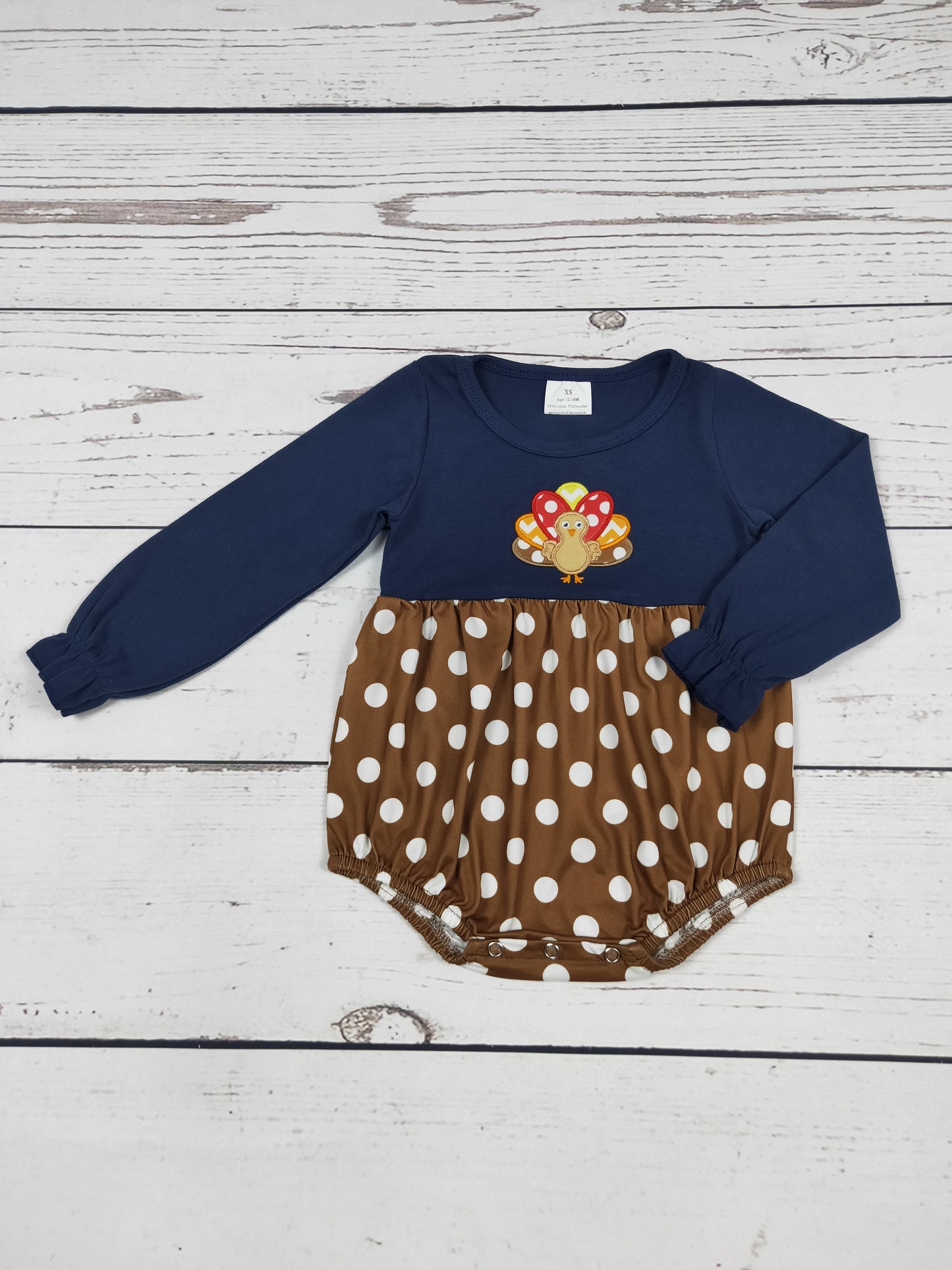 Polka Dots Turkey Appliqué Romper