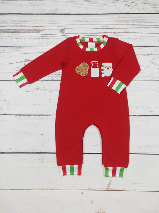 Santa's Milk & Cookies Appliqué Christmas Romper