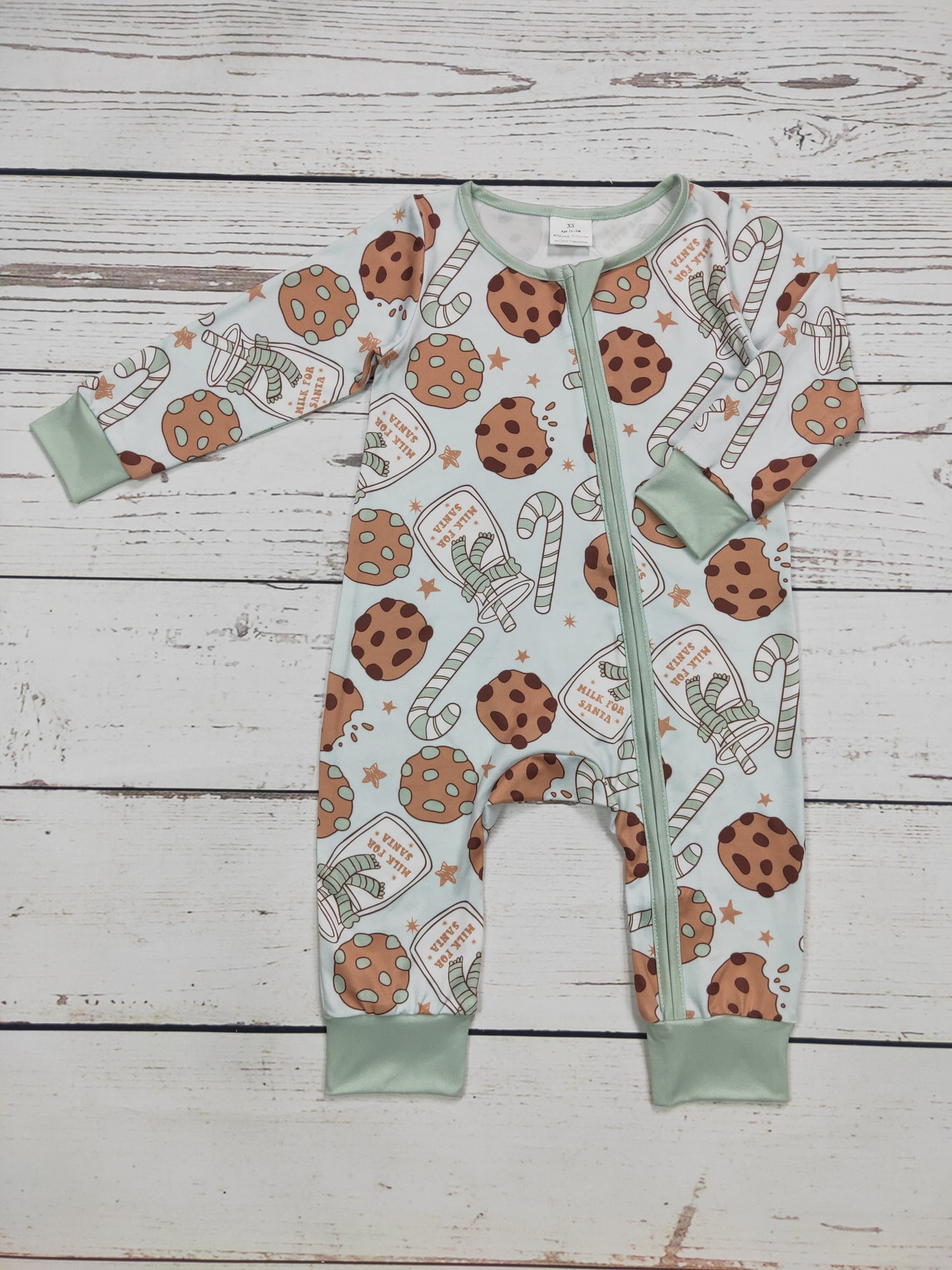 Baby Santa's Milk & Cookies Christmas Zip Romper