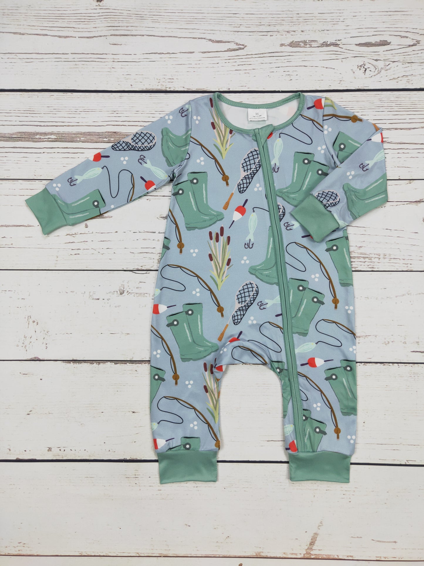 Boy Fish Print Zip Romper